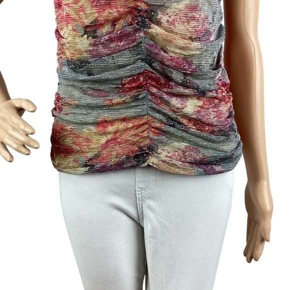 bishop + young Floral Sparkle Tank Top Size  Blue Multicolor - Picture 3 of 7